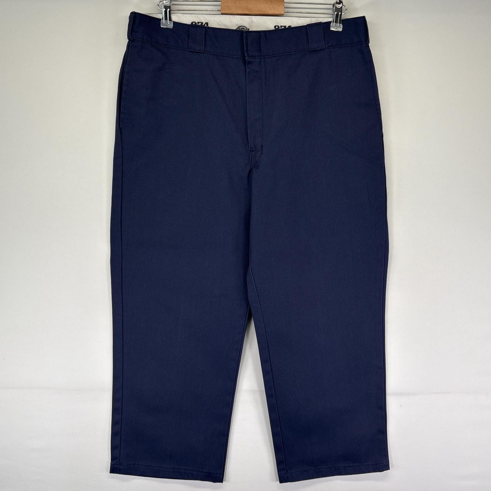 古着 ディッキーズ Dickies ワークパンツ 874 ワンポイントロゴ 長ズボン チノパン 大きいサイズ ジップフライ ストレート w38 L29 ネイビー メンズ