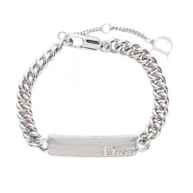 ディオール Dior Guilloche Chain Link Bracelet ロゴプレート ブレスレット アクセサリー ステンレススチール メンズ シルバー系 B3196HOMMT000 【新品】