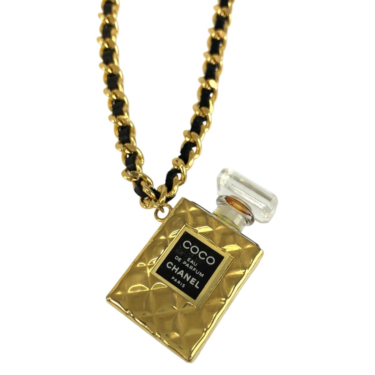 CHANEL シャネル パフュームボトル ゴールド ブラック メタル プラスチック/ ネックレス 1-0294724 【中古】