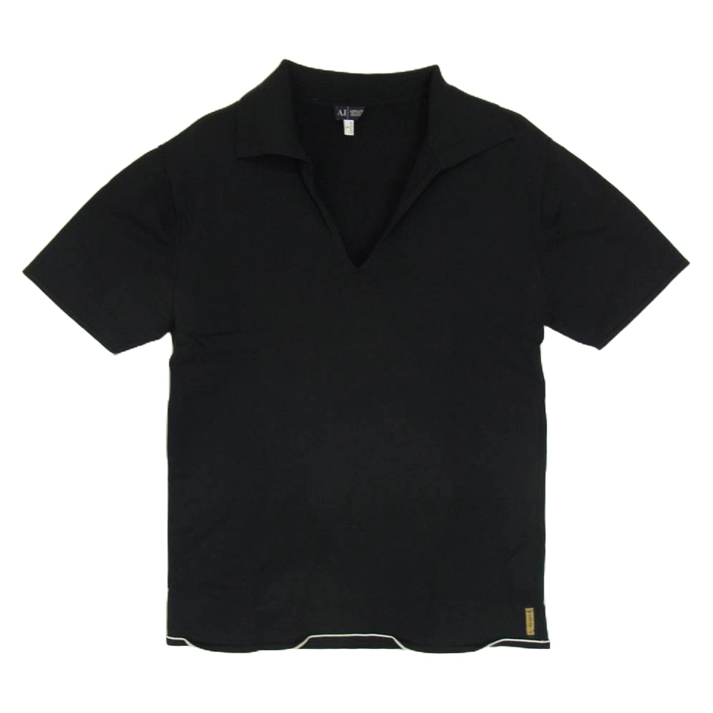 ARMANI JEANS アルマーニ・ジーンズ ポロシャツ Z6W32TR-12 Vネック 半袖 ポロシャツ ブラック系 L【中古】