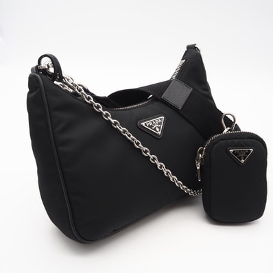美品 PRADA プラダ サフィアーノ PRADA プラダ 1BH204 サフィアーノ Re-Edition 2005 Re-Nylon ブラック バッグ 1BH204 2wayショルダーバッグ ブラック ナイロン サフィアーノ レディース