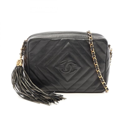 シャネル CHANEL ダイヤスステッチ タッセル ショルダーバッグ バッグ キャビアスキン(グレインドカーフ) レディース ブラック系 【中古】