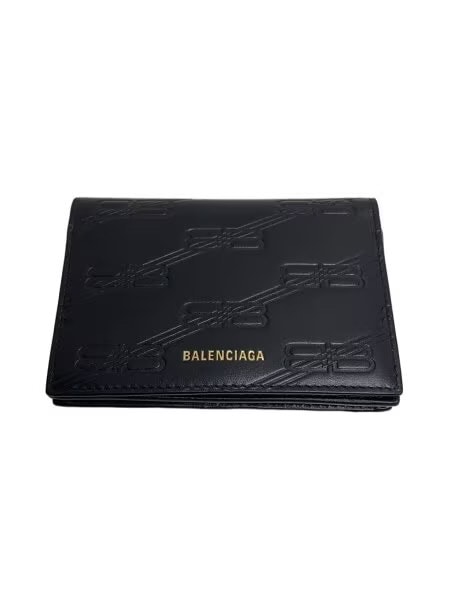 BALENCIAGA Embossed Monogram Mini Wallet Box Calfskin "Black"