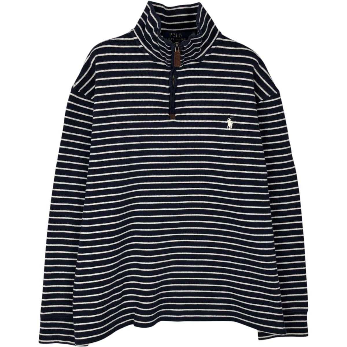古着 ラルフローレン Ralph Lauren POLO RALPH LAUREN ボーダー柄 ハーフジップスウェットシャツ トレーナー メンズM相当/eaa647565