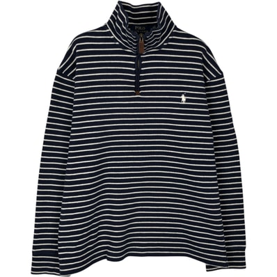 古着 ラルフローレン Ralph Lauren POLO RALPH LAUREN ボーダー柄 ハーフジップスウェットシャツ トレーナー メンズM相当/eaa647565