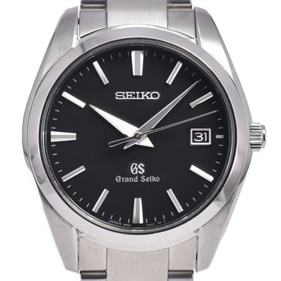 セイコー SEIKO 9F62-0AB0 グランドセイコー デイト ブラック クォーツ メンズ 良品 腕時計 P#148101