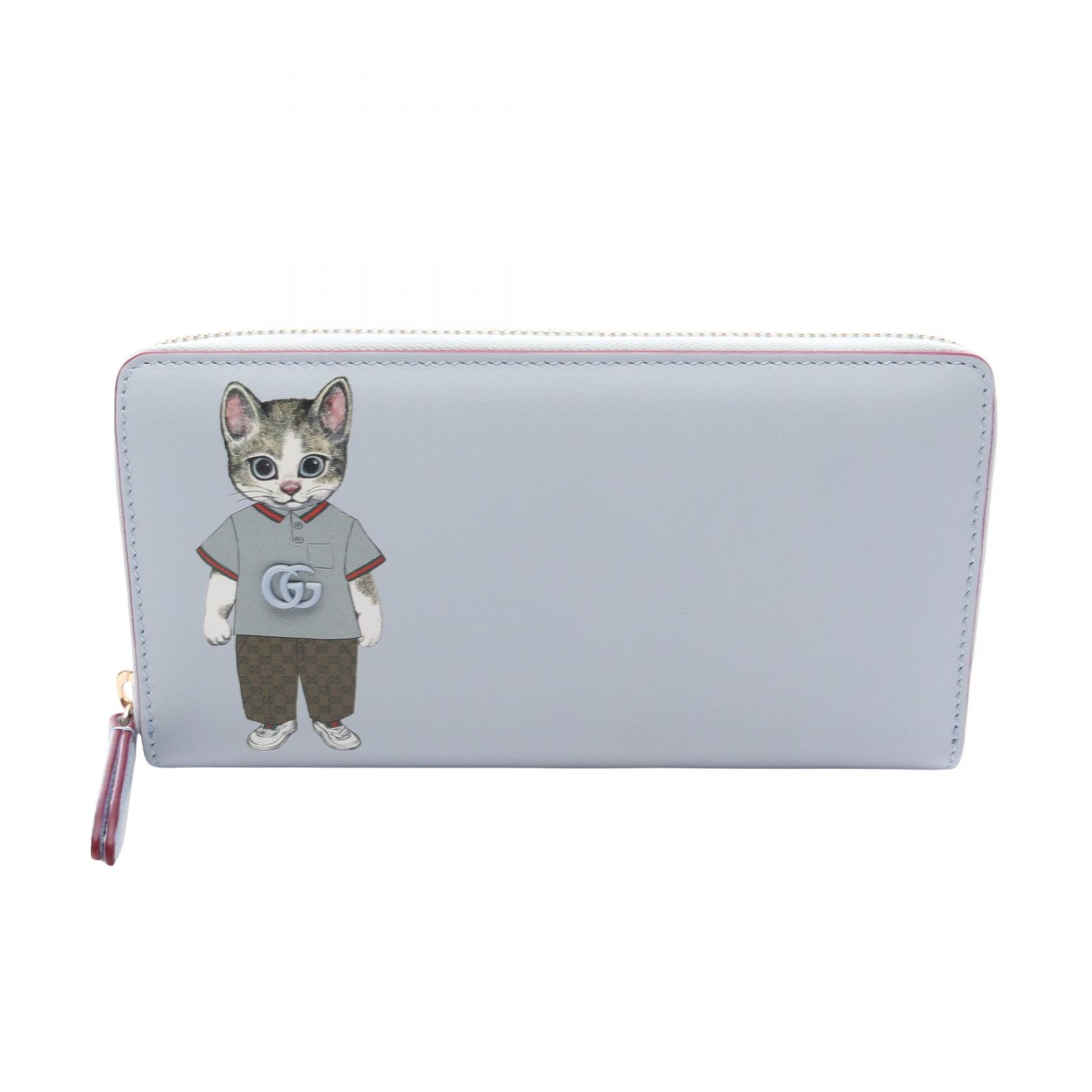 グッチ GUCCI GUCCI × ヒグチユウコ ラウンド長財布 財布 レザー レディース ブルー系 / マルチカラー 847918 【中古】