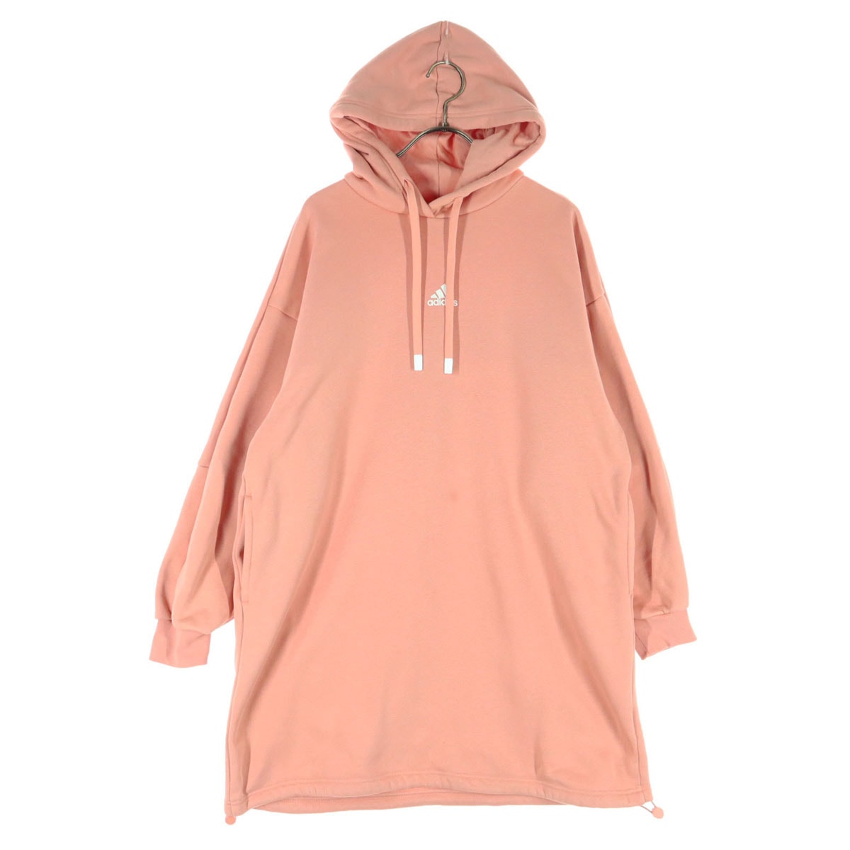 adidas アディダス 裏起毛 長袖 パーカー ワンピース M ピンク系