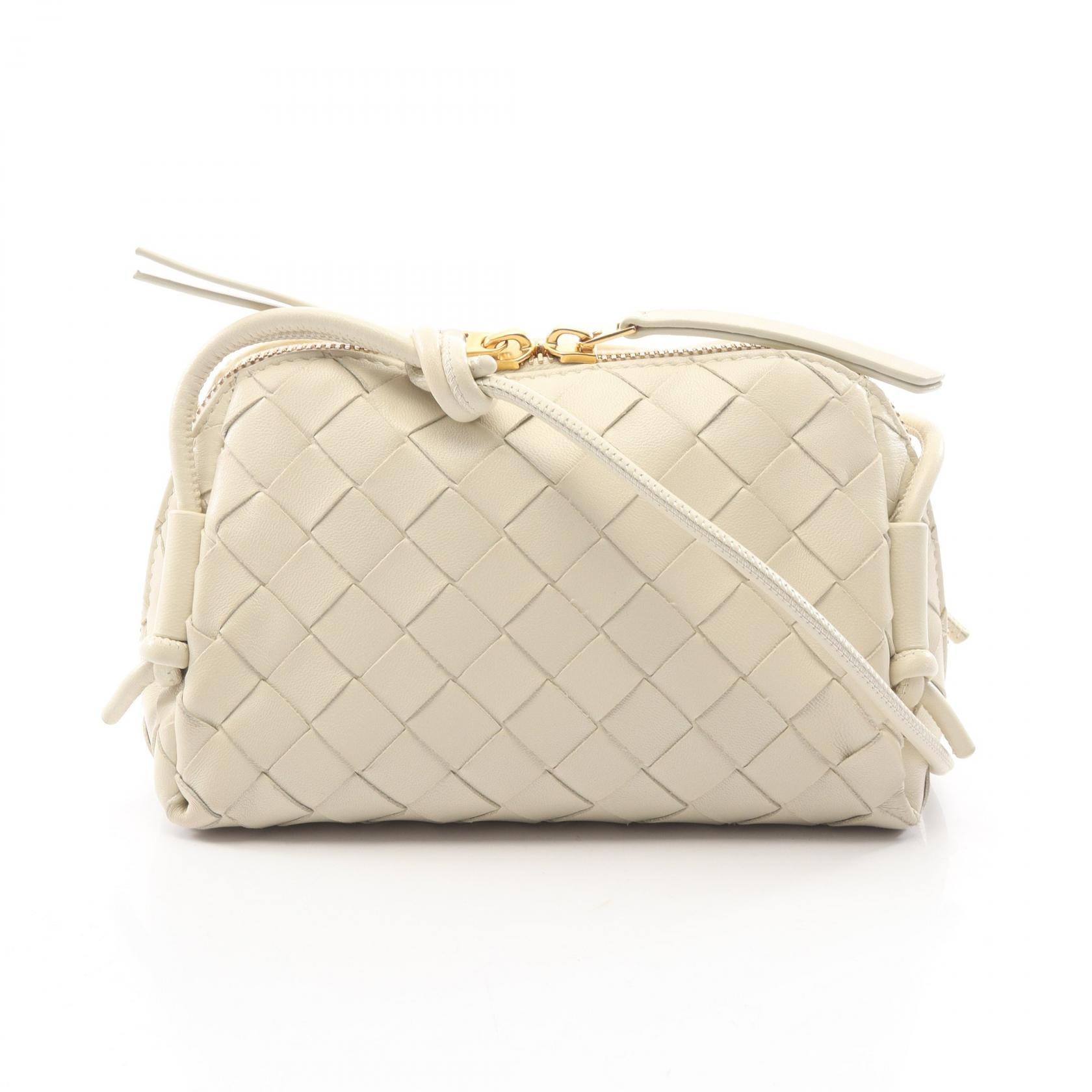 ボッテガヴェネタ BOTTEGA VENETA イントレチャート ショルダーバッグ バッグ レザー レディース ホワイト系 794258VCPP19197 【中古】