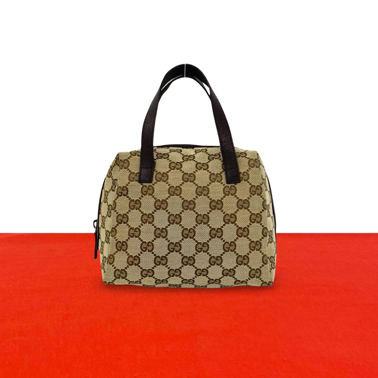 GUCCI グッチ GG 柄 キャンバス レザー ハンドバッグ ブラウン
826-8
