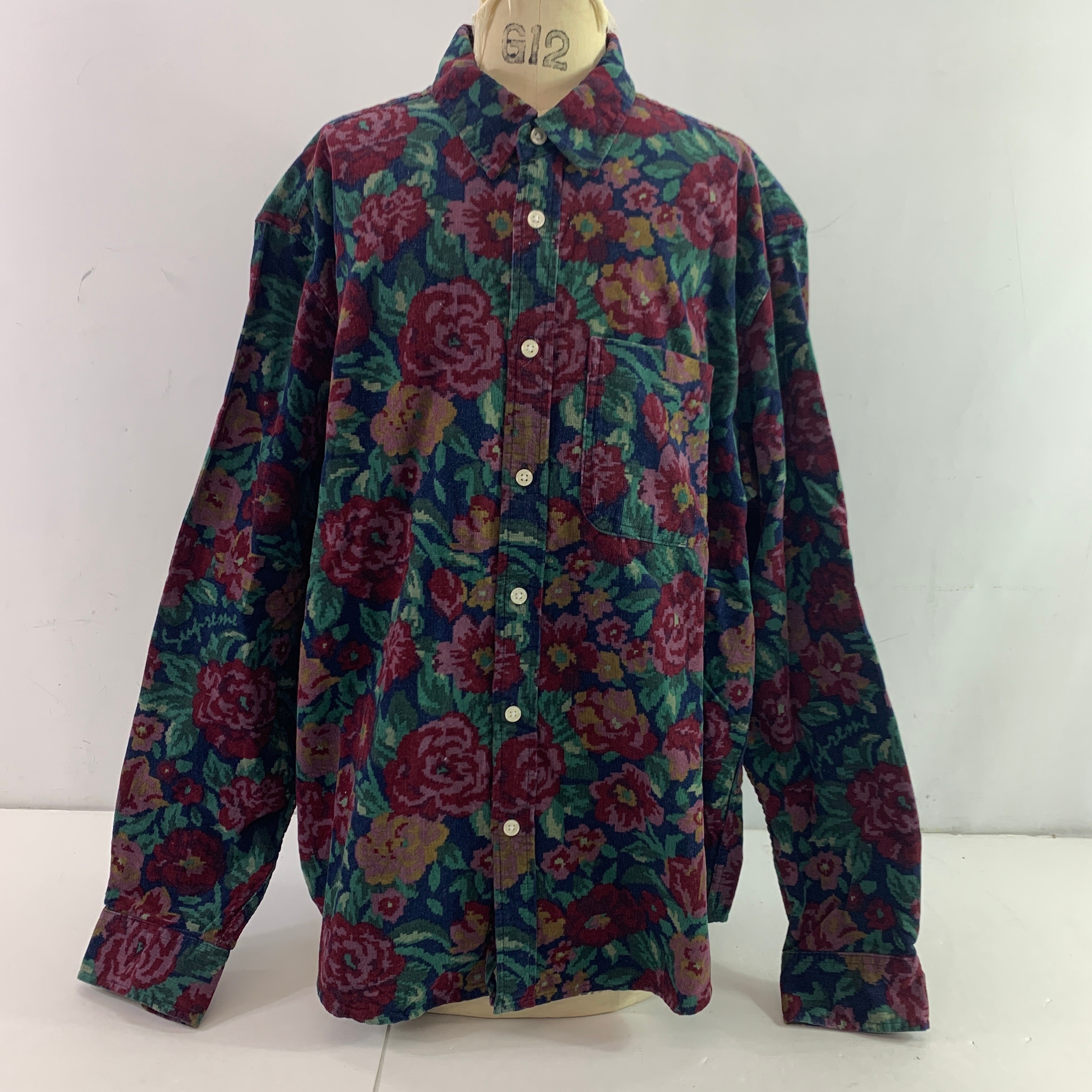 Supreme Digi Floral Corduroy Shirt "Navy"