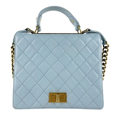 シャネル CHANEL ハンドバッグ ショルダーバッグ リタ レザー/メタル ブルー/ゴールド レディース【中古】 z9592