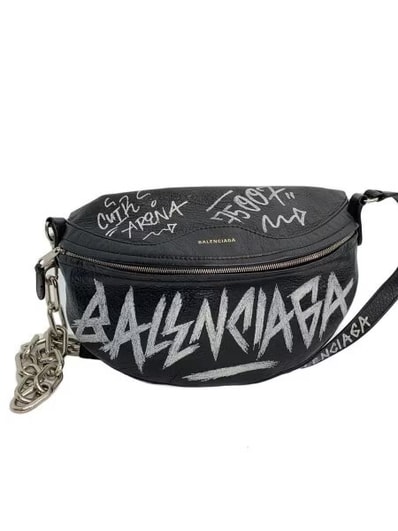 BALENCIAGA Leather Belt Bag "Black"