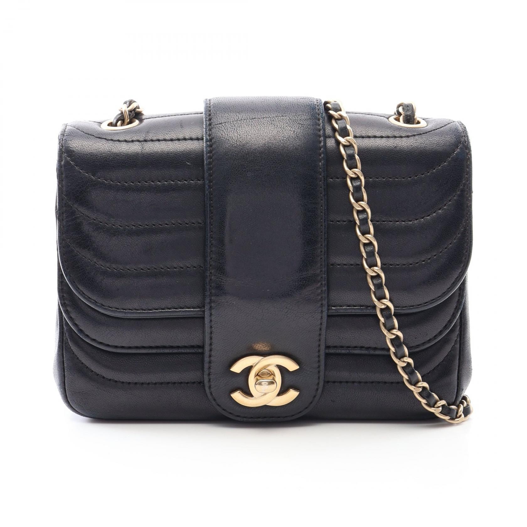 シャネル CHANEL マドモアゼル スモール チェーンショルダー ショルダーバッグ バッグ ラムスキン(羊革) レディース ブラック系 【中古】