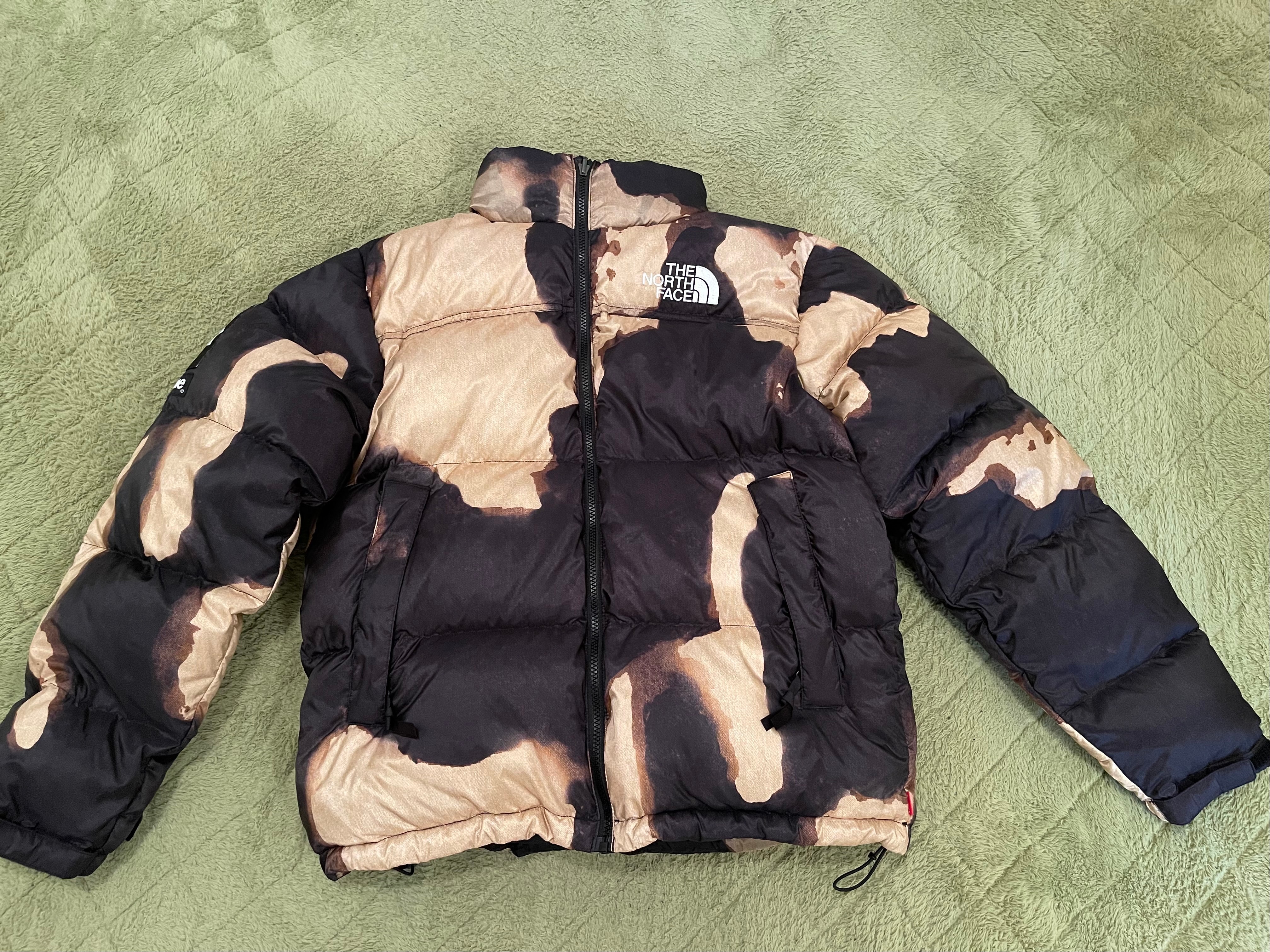 Supreme x The North Face Bleached Denim Print Nuptse Jacket "Black"