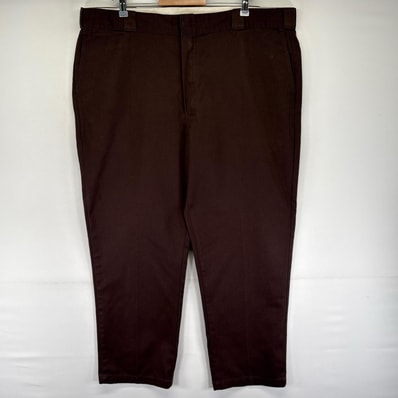 古着 ディッキーズ Dickies パンツ ワーク ワンポイントロゴ ジッパーフライ 大きいサイズ スラックス W44 L30 ブラウン系 メンズ
