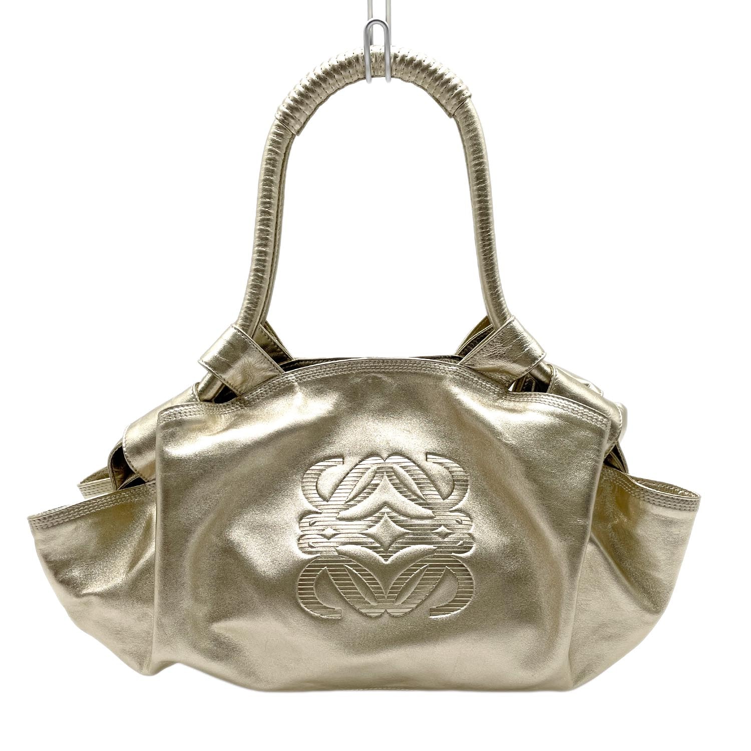 LOEWE ロエベ ナッパアイレ ハンドバッグ
 アナグラム シープレザー ゴールド ユニセックス
 【中古】