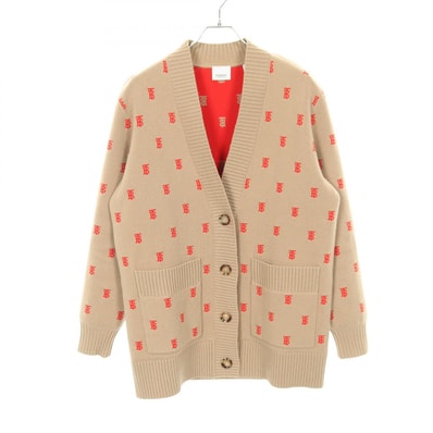 バーバリー BURBERRY TBロゴ カーディガン 衣料品 トップス ウール カシミヤ ポリエステル レディース ベージュ系 / レッド系 8021032 【中古】