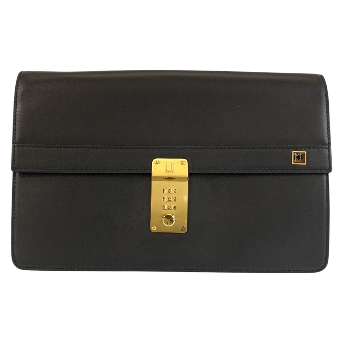美品 Dunhill ダンヒル ブラック 黒 ゴールド金具 レザー クラッチバッグ セカンドバッグ 602192 【中古】