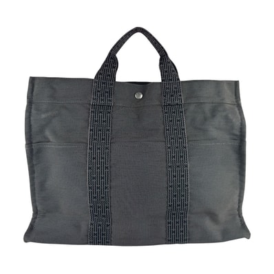 エルメス HERMES ハンドバッグ エールラインMM ナイロンキャンバス グレー ユニセックス【中古】 z9633