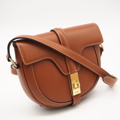 美品 CELINE セリーヌ カーフスキン 16セーズ ブザス スモール タン 188013BO2 ショルダーバッグ ブラウン カーフレザー レディース