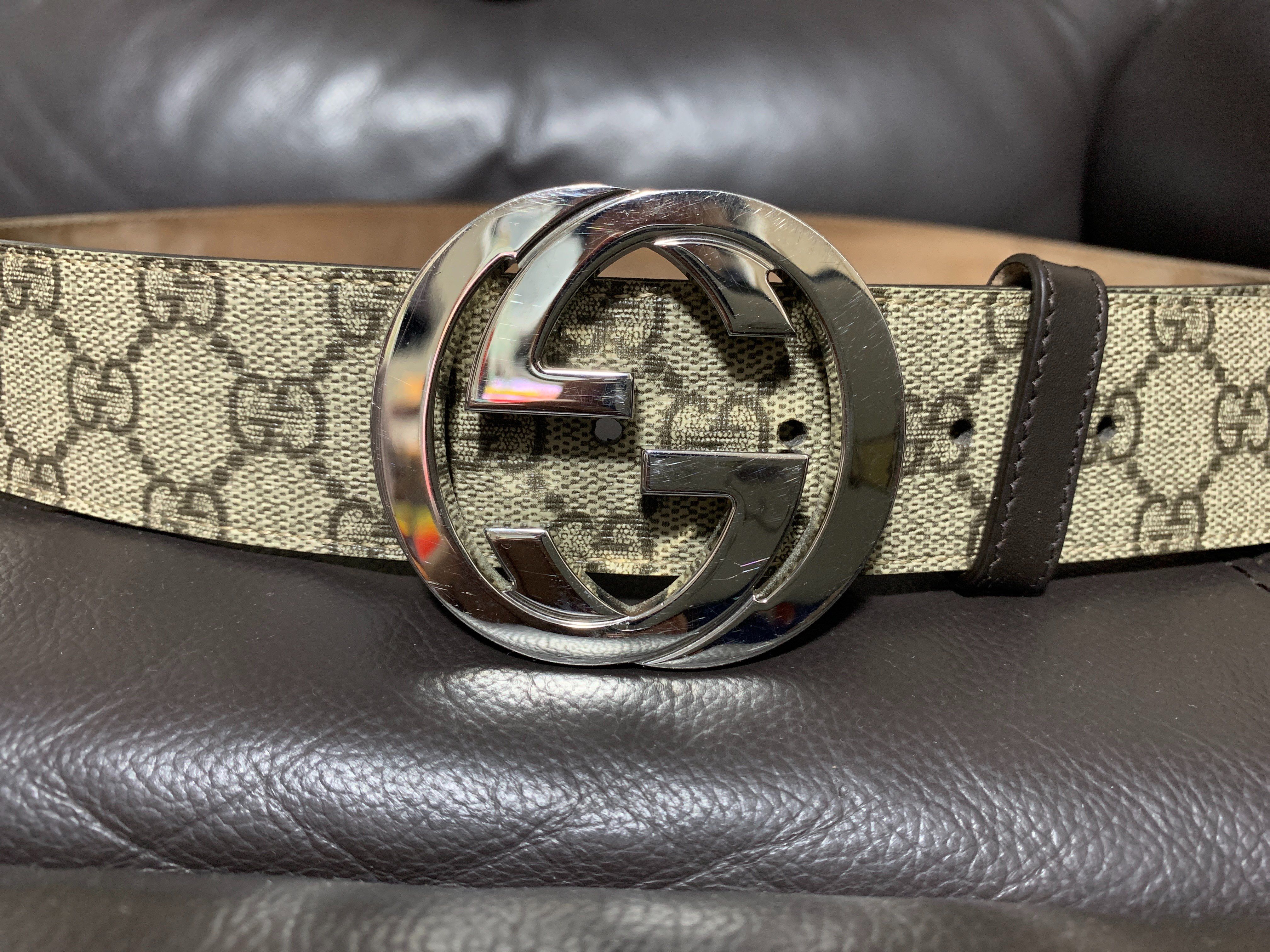 GUCCI GG Supreme Belt With G Buckle "Beige/Ebony"