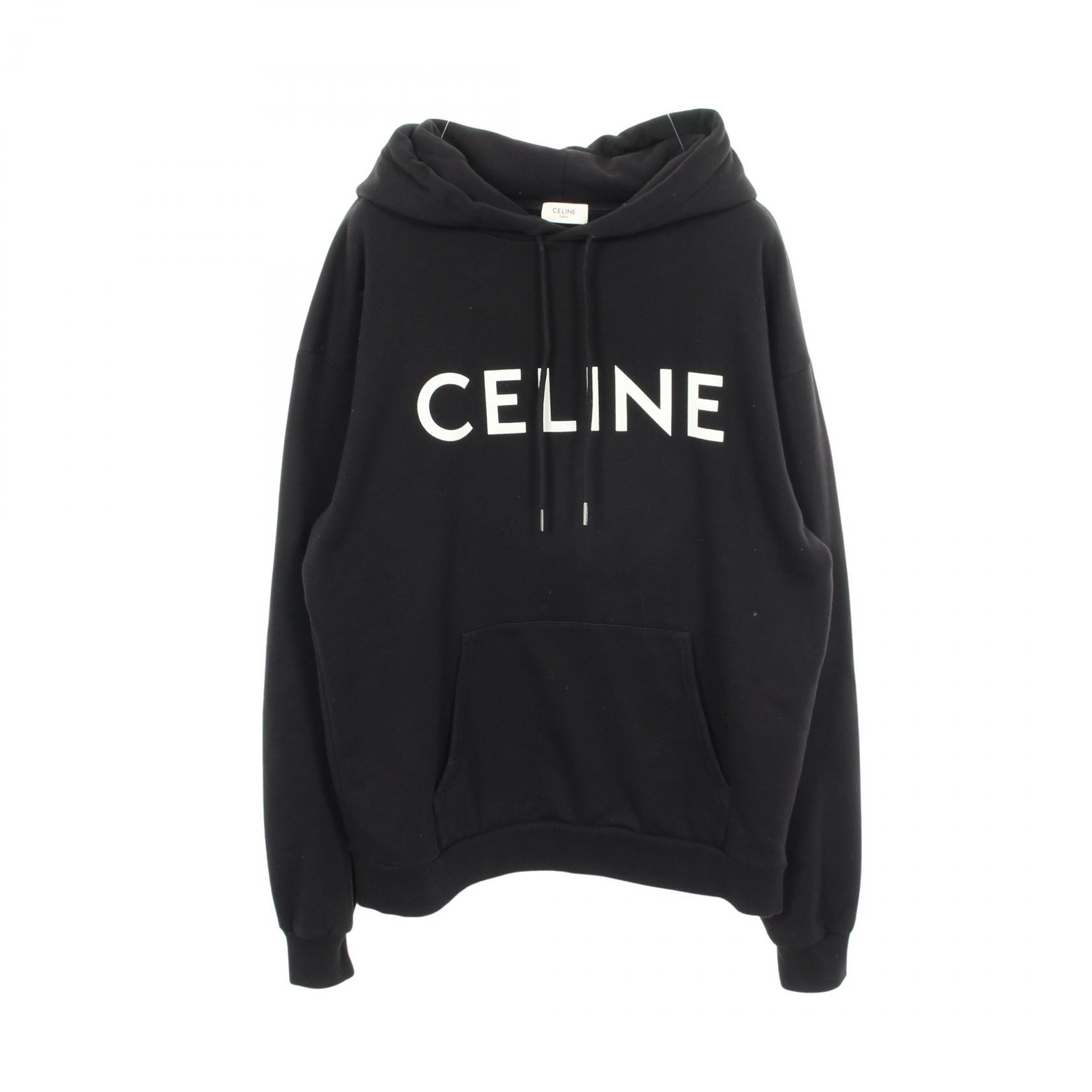 セリーヌ CELINE ルーズスウェットシャツ パーカー 衣料品 トップス コットン メンズ ブラック系 【中古】