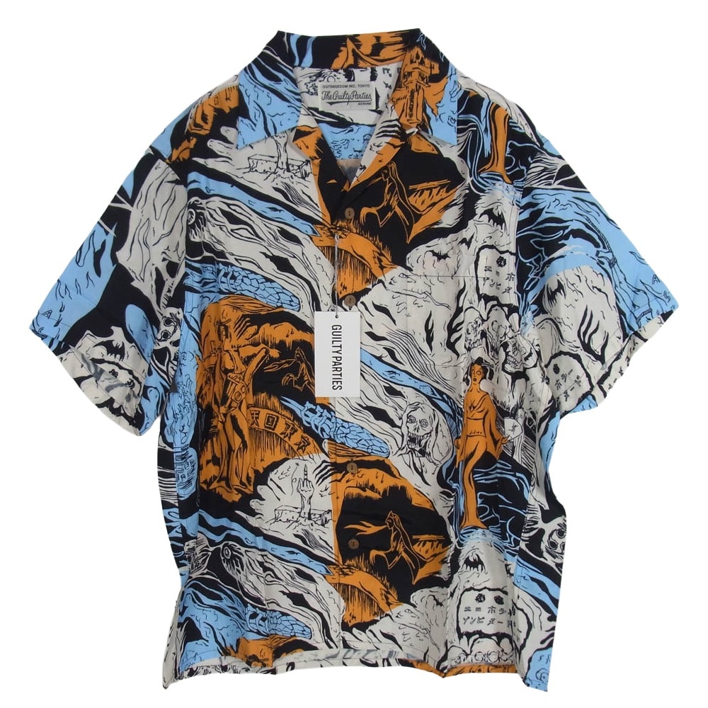 WACKO MARIA ワコマリア 21SS 21SS-WMS-HI01 HAWAIIAN SHIRT S/S エロホラーゾンビ 総柄 オープンカラー 半袖 ハワイアンシャツ アロハシャツ アイボリー M【新古品】【未使用】【中古】