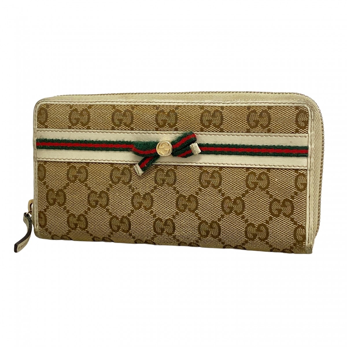 ★SALE【6de5883】グッチ 長財布 GGキャンバス/シェリーライン 307995 キャンバス ブラウン ゴールド金具【中古】レディース