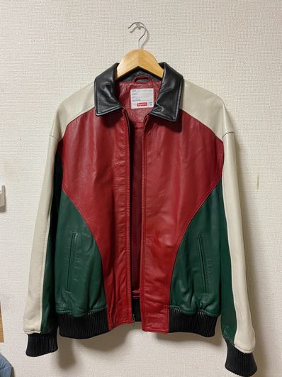 Supreme Studded Arc Logo Leather Jacket "White"