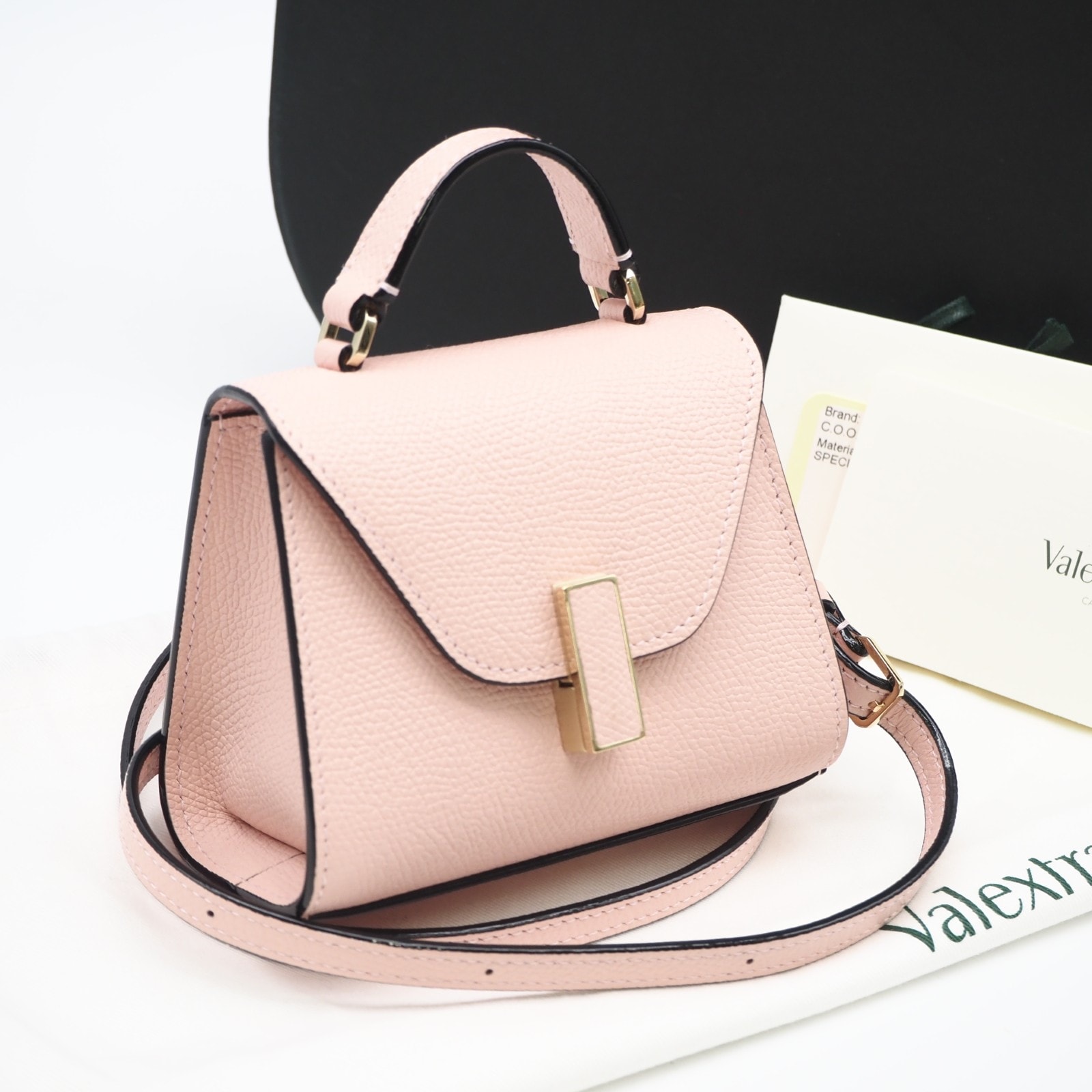 極美品 Valextra ヴァレクストラ カーフレザー イジィデベルト PEONIA V3E61 028 2wayショルダーバッグ ピンク カーフレザー レディース