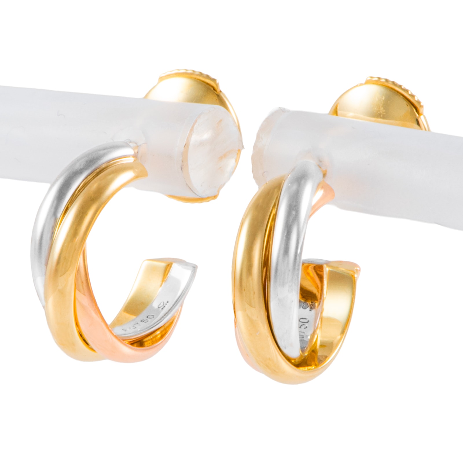 CARTIER カルティエ トリニティ イヤリング ミニモデル B8301540 ピアス K18YG K18WG K18PG ゴールド【中古】