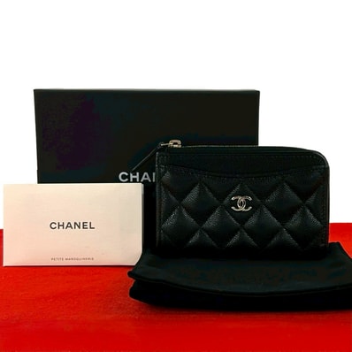 CHANEL シャネル フラグメントケース マトラッセ ココマーク キャビアスキン コインケース ブラック
49627