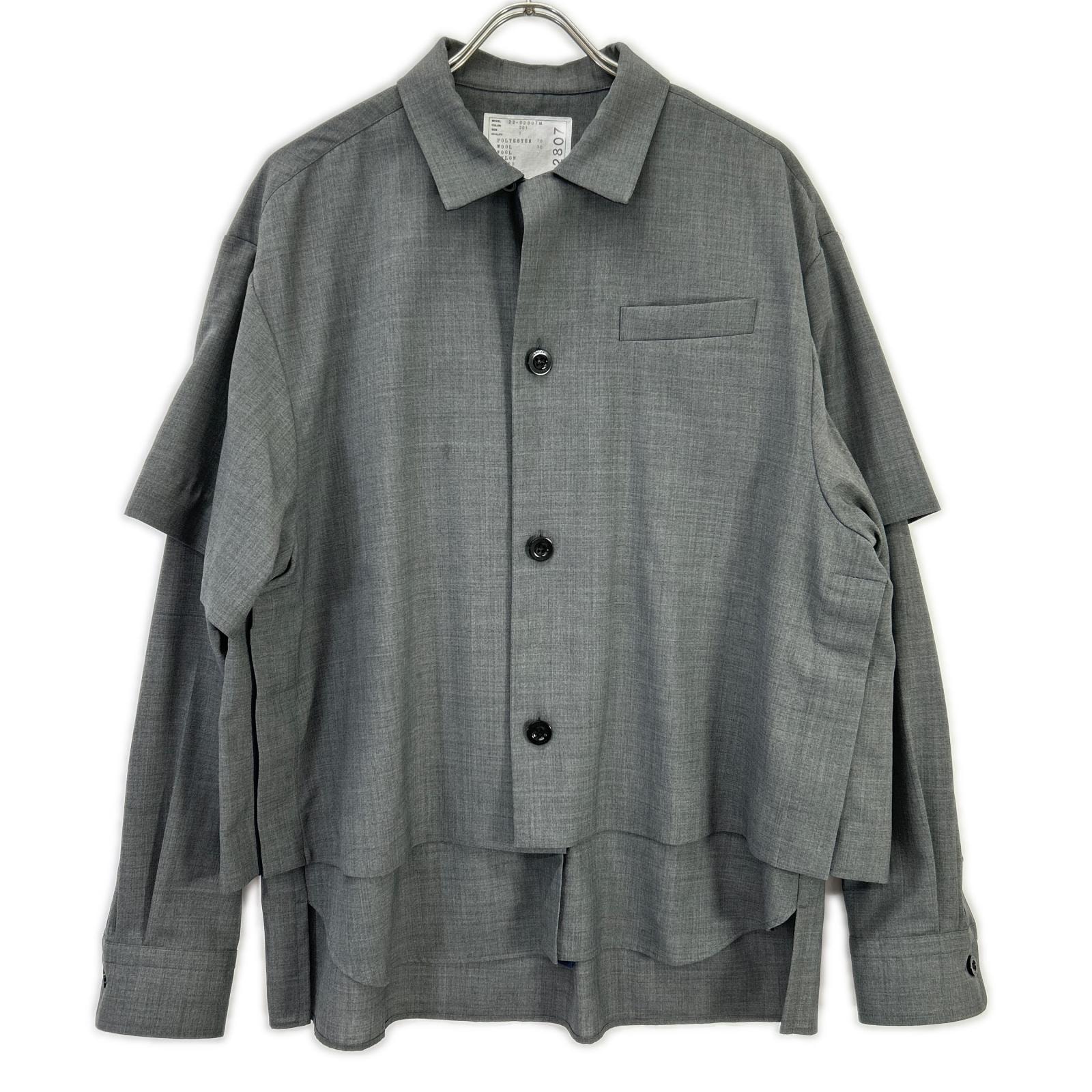 サカイ 22年製 22-02807M グレー Suiting Layered Shirt/スーツレイヤードシャツ 1