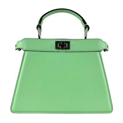 フェンディ FENDI ハンドバッグ ショルダーバッグ ピーカブー ISeeU レザー グリーン シルバー レディース 8BN335-ABVE【中古】 z8471