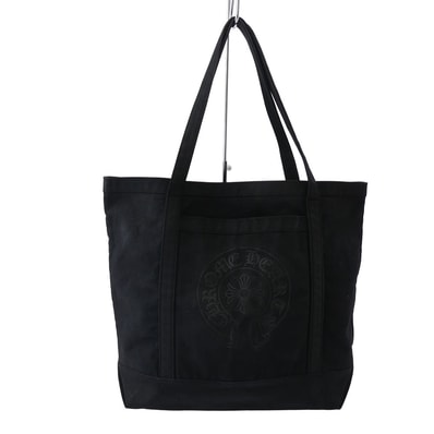 Chrome Hearts CH Plus Horseshoe Print Cotton Canvas Tote Bag "Black"