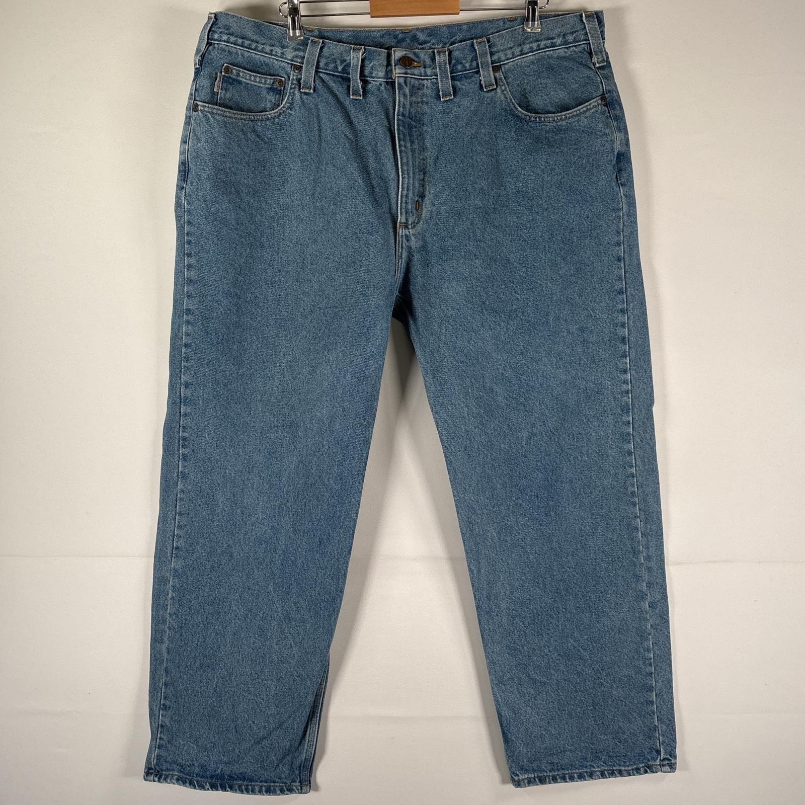 古着 カーハート Carhartt デニムパンツ ワンポイントロゴ ブルーデニム ジーパン ジーンズ  大きいサイズ w44 L30 ライトブルー メンズ