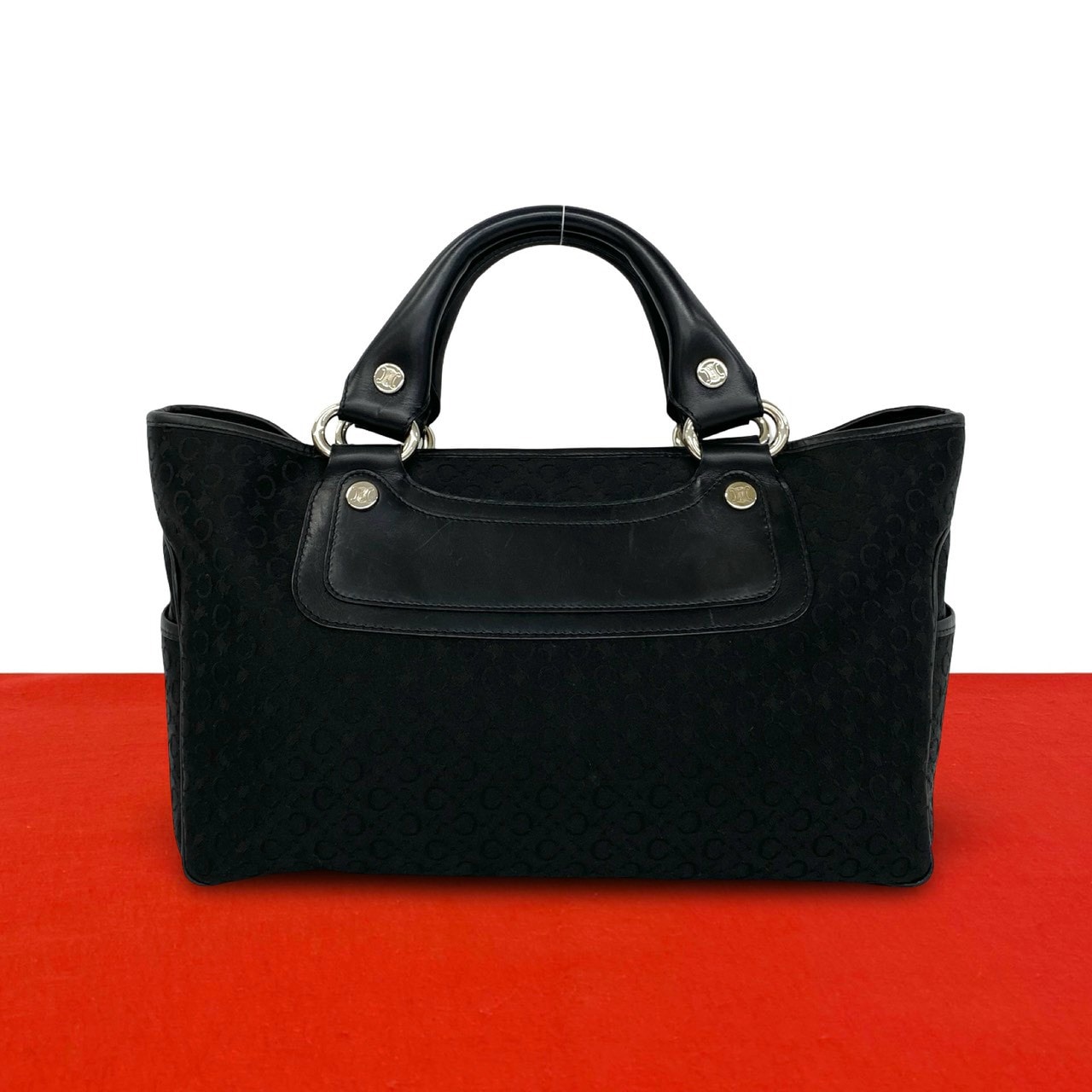 CELINE セリーヌ ブギーバッグ C マカダム 柄 キャンバス レザー ハンドバッグ ブラック
45749