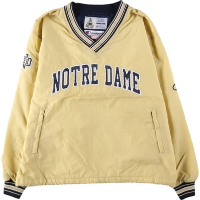 古着 90年代 チャンピオン Champion NOTRE DAME ノートルダム大学 Vネック ナイロンプルオーバー メンズL相当 ヴィンテージ/eaa643661