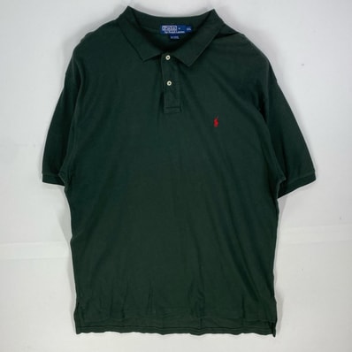 古着 ポロバイラルフローレン Polo by Ralph Lauren 鹿の子 半袖シャツ ワンポイント ポニー ポロシャツ 2XL グリーン系 メンズ