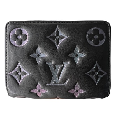 LOUIS VUITTON 希少 極美品 ルイヴィトン ポルトフォイユ ルー モノグラム エンボス レインボーノワール 二つ折り財布 M82767 レザー RFID確認済 ブラック マルチカラー コンパクトウォレット LV Aランク 中古 鑑定済 ヴィトン財布