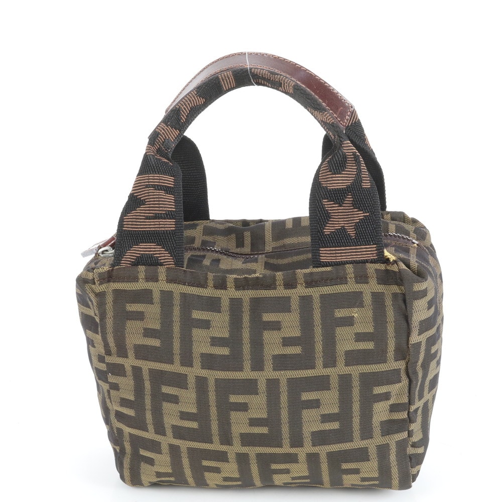 ■美品 フェンディ ズッカ 26541 ハンドバッグ レザー×ナイロン