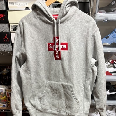 Supreme Cross Box Logo Hooded Sweatshirt "Grey"