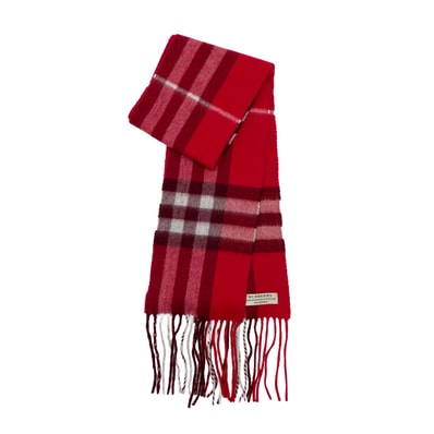 BURBERRY バーバリー ノバチェック 細め マフラー
スカーフ カシミヤ レッド レディース
【中古】