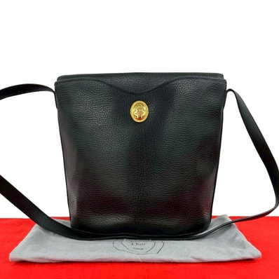 Christian Dior ディオール CD ロゴ 金具 レザー ショルダーバッグ ブラック
77618