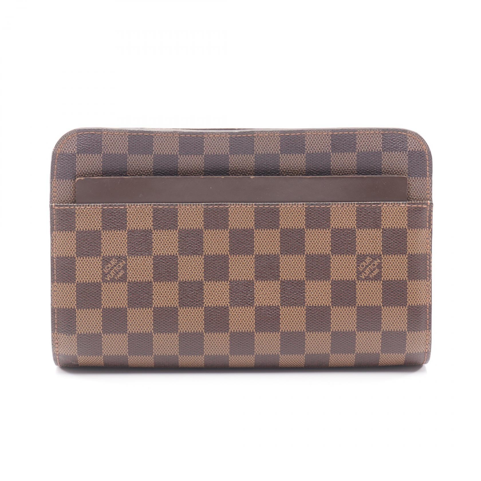 ルイ・ヴィトン LOUIS VUITTON サンルイ セカンドバッグ クラッチバッグ バッグ PVCコーティングキャンバス レザー ダミエ エベヌ メンズ ブラウン系 N51993 【中古】