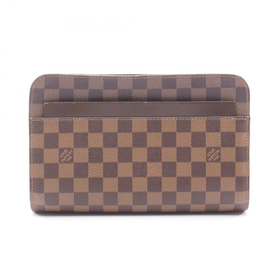 ルイ・ヴィトン LOUIS VUITTON サンルイ セカンドバッグ クラッチバッグ バッグ PVCコーティングキャンバス レザー ダミエ エベヌ メンズ ブラウン系 N51993 【中古】