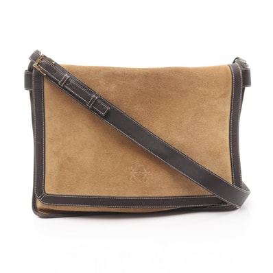 ロエベ LOEWE アナグラム ショルダーバッグ バッグ スウェード レザー レディース ベージュ系 / ブラウン系 【中古】