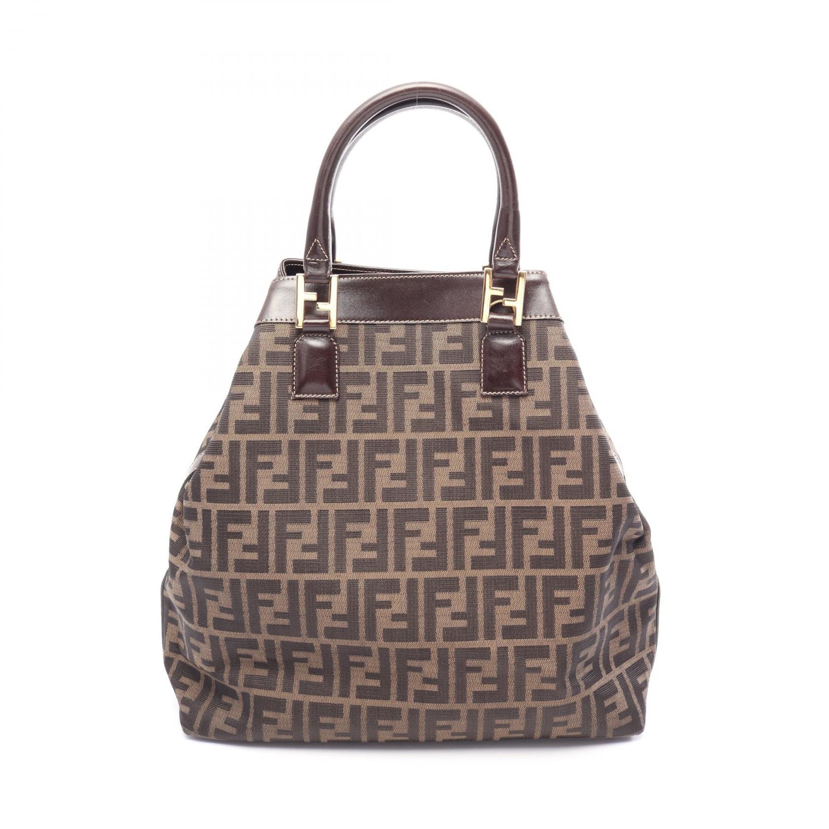 フェンディ FENDI ズッカ トートバッグ バッグ キャンバス レザー レディース ブラウン系 / ブラック系 【中古】
