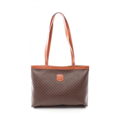 セリーヌ CELINE マカダム トートバッグ バッグ PVCコーティングキャンバス レザー レディース ブラウン系 【中古】